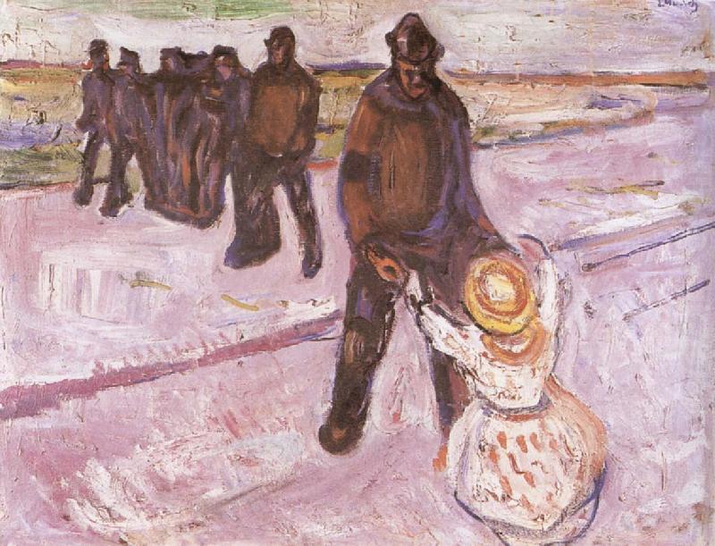 Worker and children, Edvard Munch